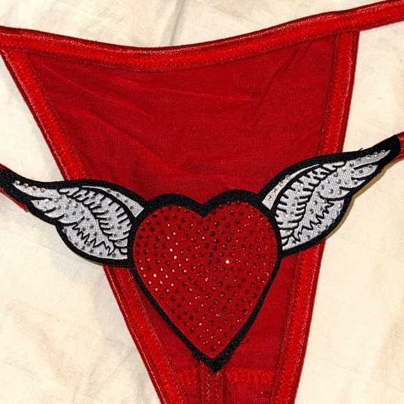 SWAROVSKI GEM SEXY HEART LINGERIE - RED - Picture 1 of 5